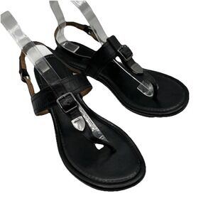 Coach Cassidy Buckle Sandals Black Leather Sz 9.5
